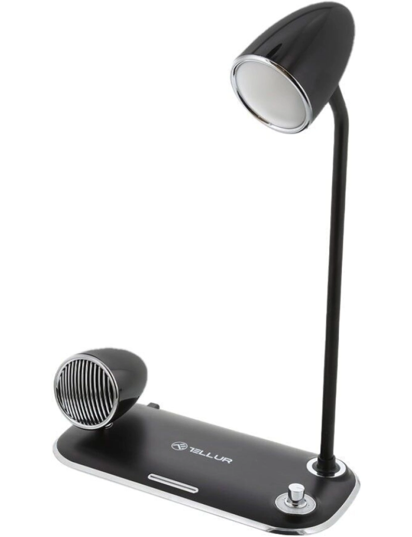 Tellur - Carregador de Mesa Sem Fio TELLUR Nostalgia 15 W Alto-Falante Bluetooth 5 W Luminária de Mesa Preto