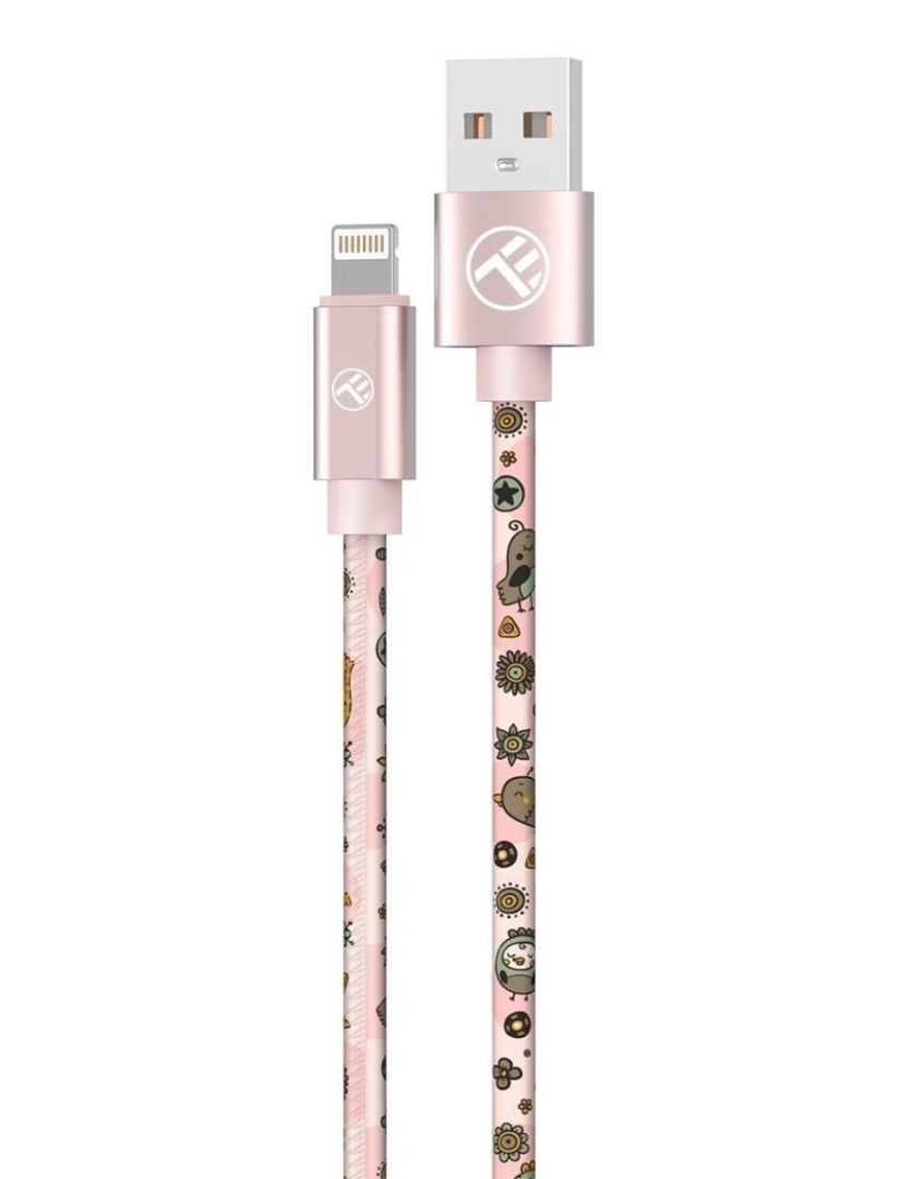 imagem de TELLUR Graffiti Data Cable Usb To Lightning 3A 1M Rosa1