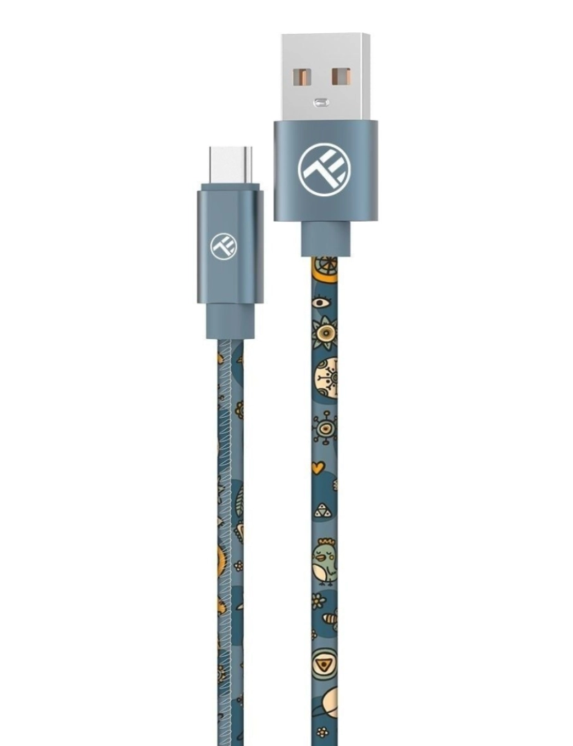 imagem de Cabo de Dados TELLUR Graffiti Usb para Type-C 3A 1M Azul1