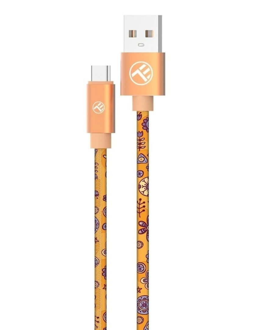 imagem de Cabo de Dados TELLUR Graffiti Usb para Type-C 3A 1M Laranja1