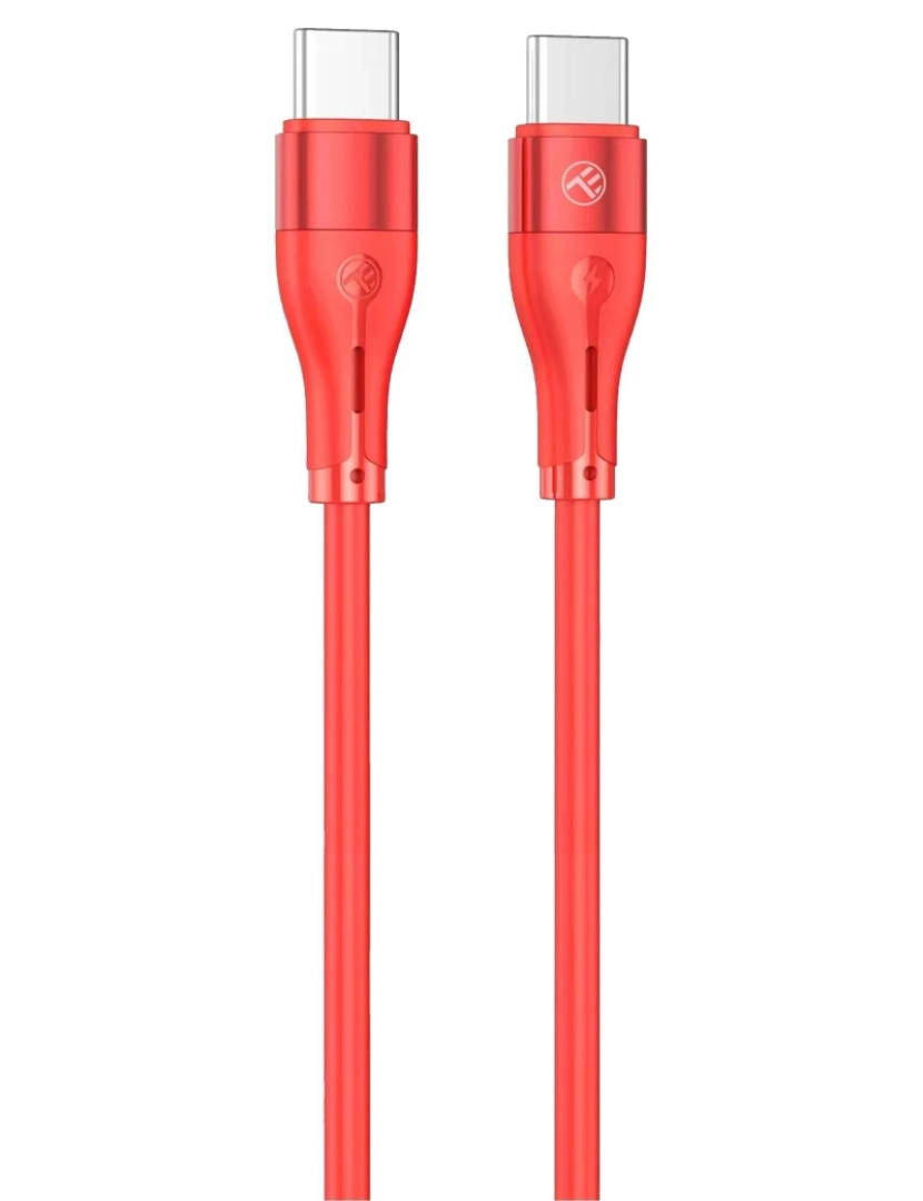 Tellur - Cabo de Dados de Silicone TELLUR Tipo-C para Tipo-C 3A Pd60W 1M Vermelho