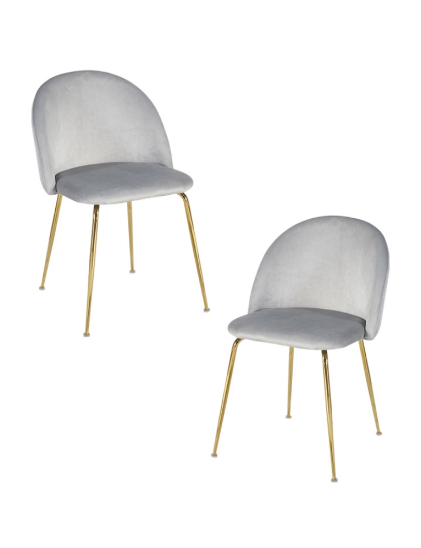 Presentes Miguel - Pack 2 Cadeiras Golden Dalnia Veludo - Cinza claro
