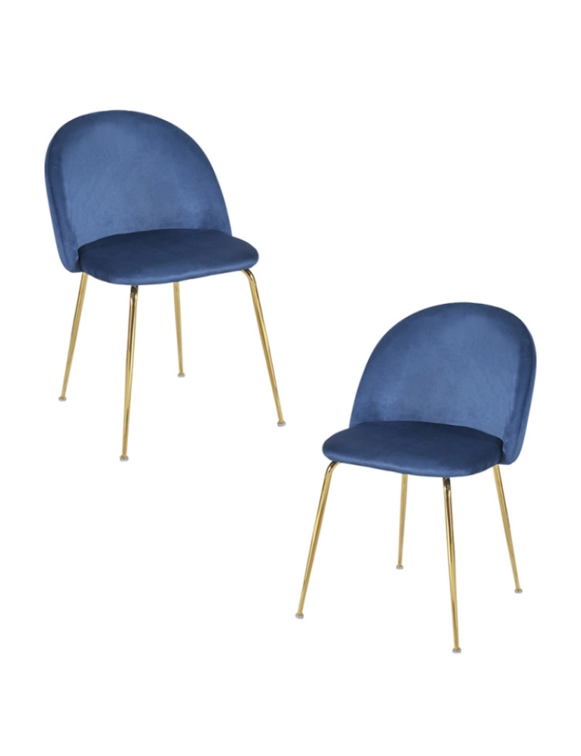 Presentes Miguel - Pack 2 Cadeiras Golden Dalnia Veludo - Azul