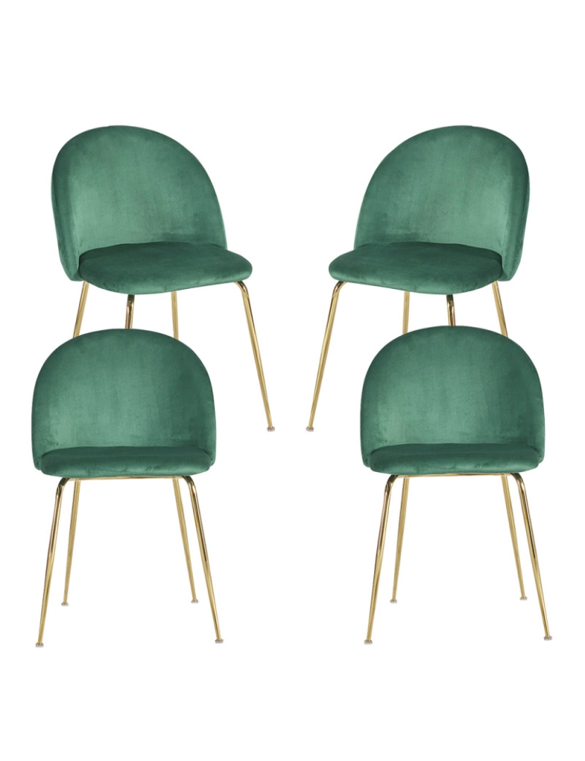 Presentes Miguel - Pack 4 Cadeiras Golden Dalnia Veludo - Verde