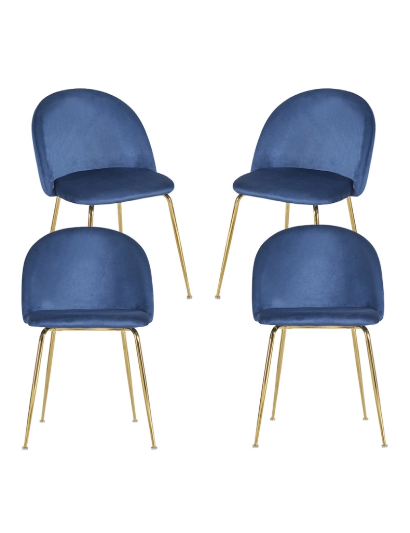 Presentes Miguel - Pack 4 Cadeiras Golden Dalnia Veludo - Azul