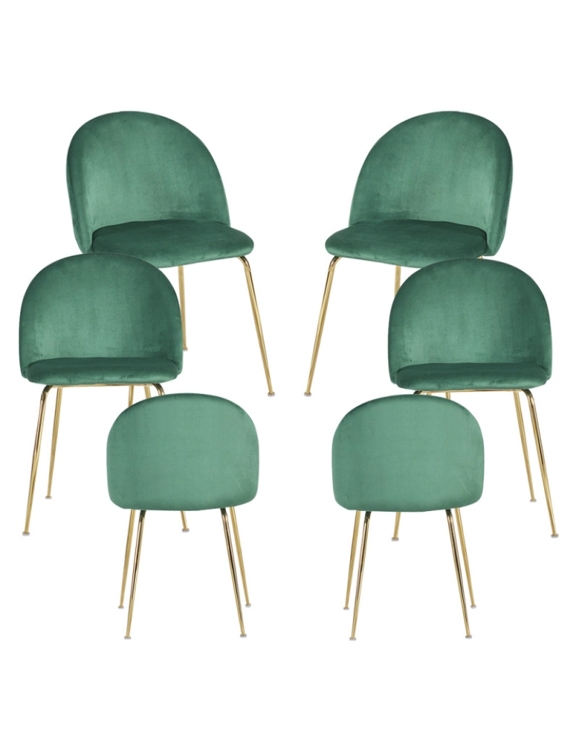 Presentes Miguel - Pack 6 Cadeiras Golden Dalnia Veludo - Verde
