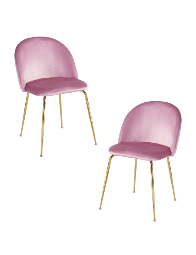 Presentes Miguel - Pack 2 Cadeiras Golden Dalnia Veludo - Rosa