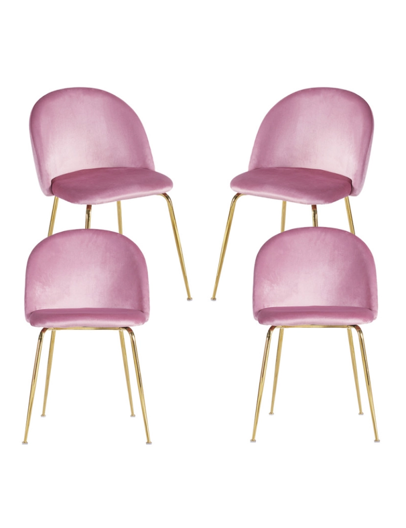 Presentes Miguel - Pack 4 Cadeiras Golden Dalnia Veludo - Rosa
