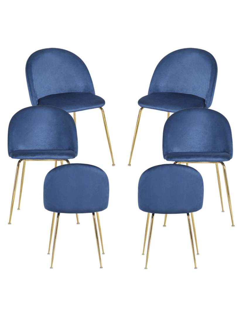 Presentes Miguel - Pack 6 Cadeiras Golden Dalnia Veludo - Azul