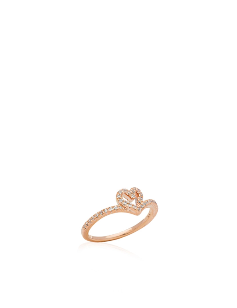 Pandora - Anel Wishbone Coração Cintilante Rosa Dourado