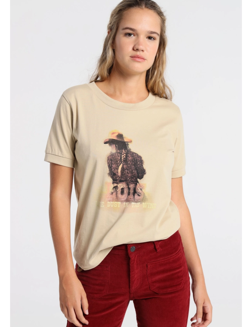Lois - T-Shirt Grafica Texas Roses  Senhora Castanho