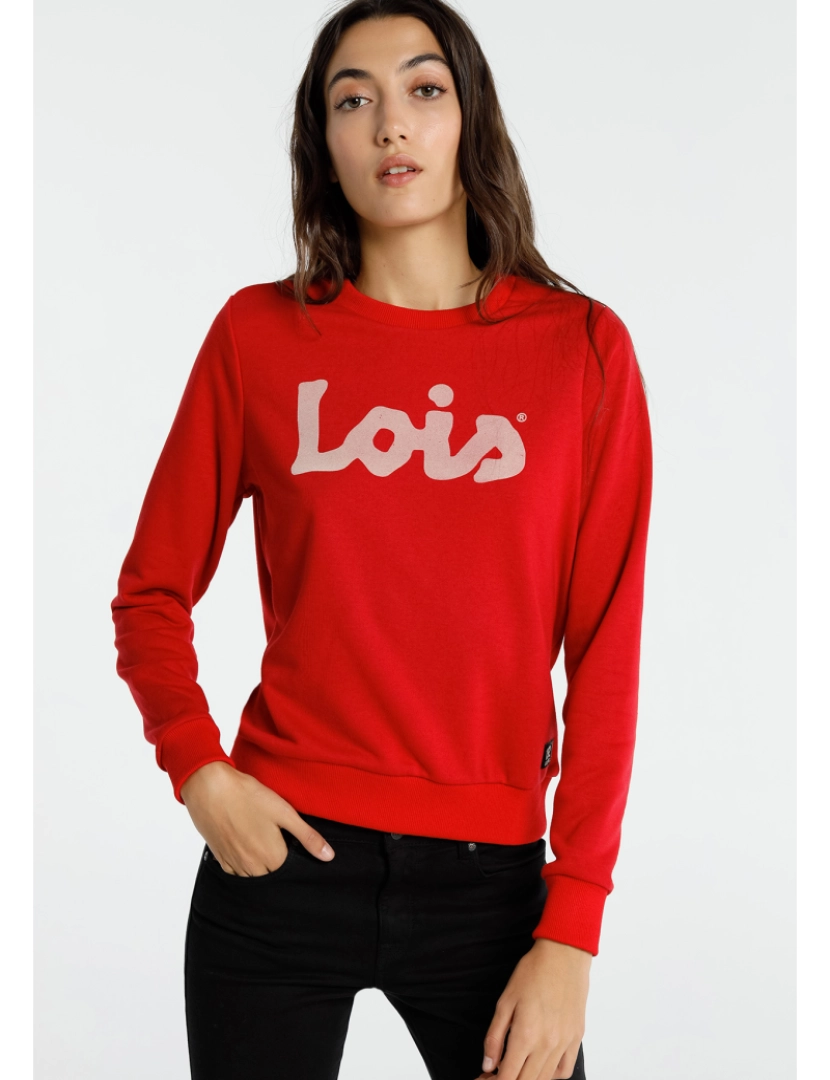 Lois - Sweatshirt Logo Flock Gola Redonda Senhora Azul