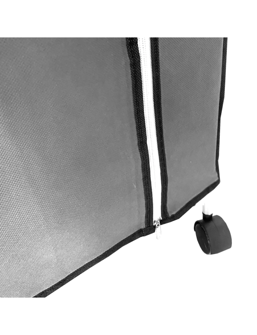imagem de Armário de Tecido com Portas Zíper e Rodas Nyana Home 170x125x45cm 6 espaços, 3 portas, 2 guarda-roupas Cinza6