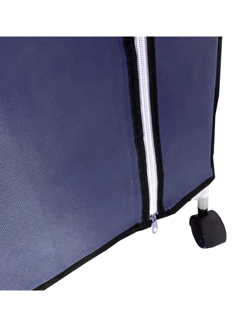 imagem de Armário de Tecido com Portas Zíper e Rodas Nyana Home 170x125x45cm 6 espaços, 3 portas, 2 guarda-roupas Azul6