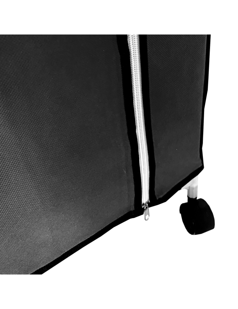 imagem de Armário de Tecido com Portas Zíper e Rodas Nyana Home 170x125x45cm 6 espaços, 3 portas, 2 guarda-roupas Preto6