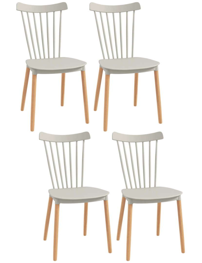Homcom - Conjunto de 4 Cadeiras 43x52,5x83cm cor cinza claro 835-834V00GY
