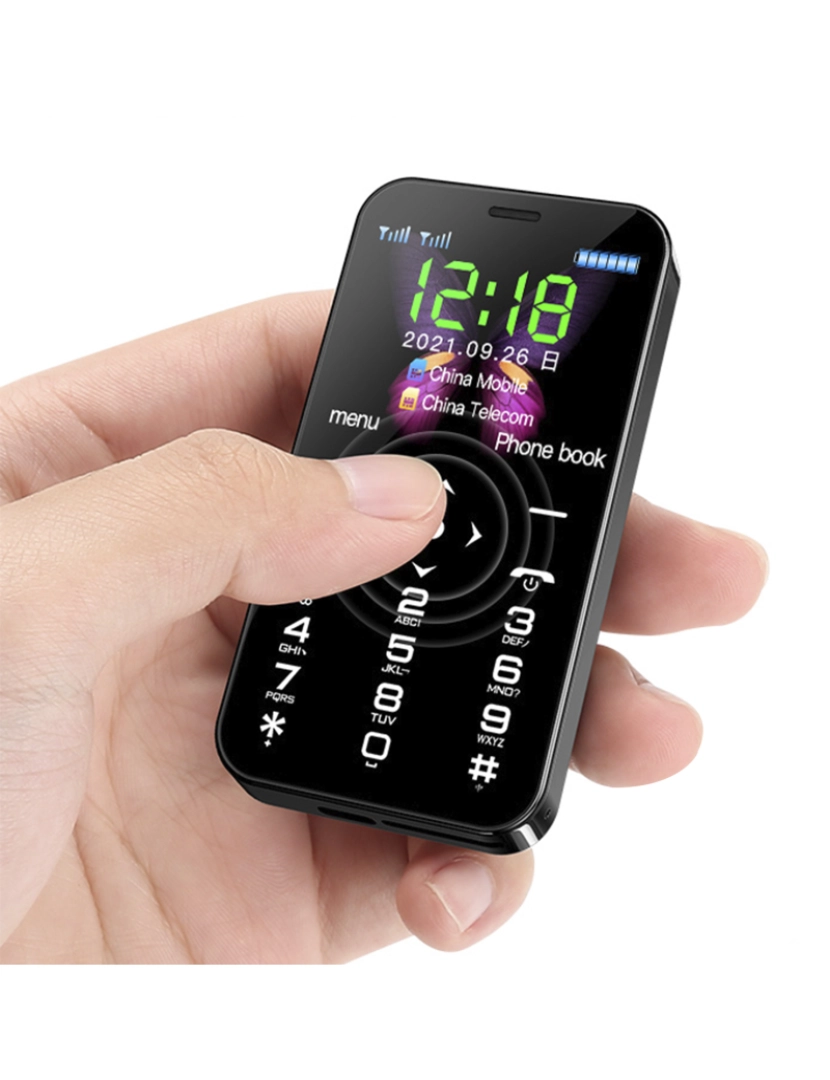 imagem de DAM Celular  Mini D13 3G, 128 MB ROM. Tela de 1,8''. Cartão SIM duplo. 3,9x0,9x8,2 cm. Cor: Verde Escuro2