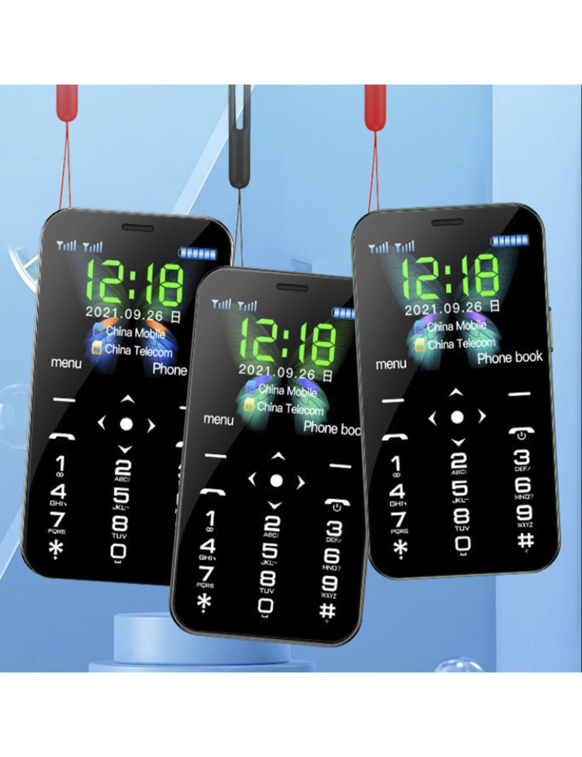 imagem de DAM Celular  Mini D13 3G, 128 MB ROM. Tela de 1,8''. Cartão SIM duplo. 3,9x0,9x8,2 cm. Cor: Verde Escuro6