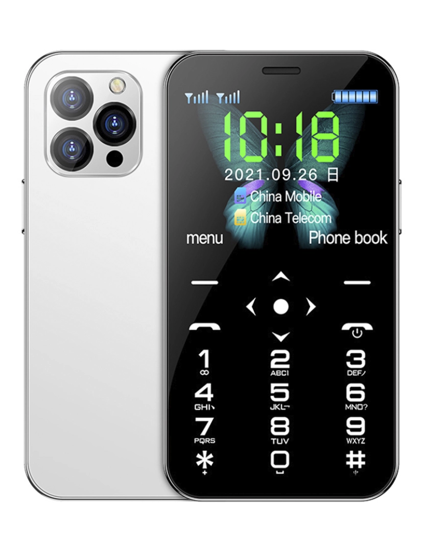 DAM - DAM Celular  Mini D13 3G, 128 MB ROM. Tela de 1,8''. Cartão SIM duplo. 3,9x0,9x8,2 cm. Cor branca