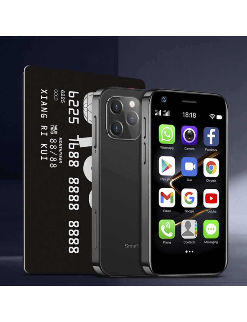 imagem de DAM Smartphone  Mini XS12 4G, Android, 2 GB de RAM + 16 GB. Tela de 3''. Cartão SIM duplo. 4,5x1,1x8,9 cm. Cor preta3