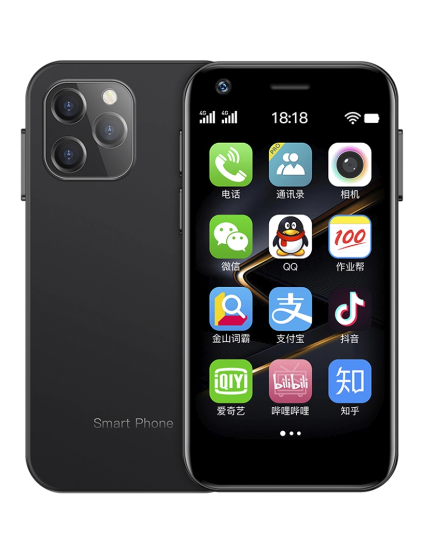 imagem de DAM Smartphone  Mini XS12 4G, Android, 4 GB de RAM + 64 GB. Tela de 3''. Cartão SIM duplo. 4,5x1,1x8,9 cm. Cor preta7
