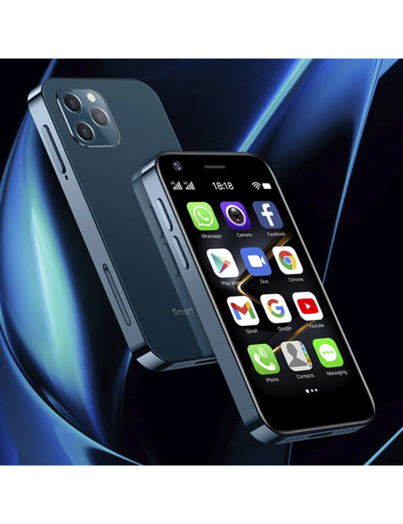 imagem de DAM Smartphone  Mini XS12 4G, Android, 2 GB de RAM + 16 GB. Tela de 3''. Cartão SIM duplo. 4,5x1,1x8,9 cm. Cor: Azul Escuro2