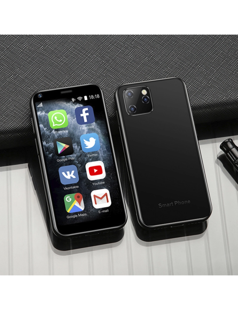 imagem de DAM Smartphone  Mini XS11 3G, Android, 1 GB de RAM + 8 GB. Tela de 2,5''. Cartão SIM duplo. 4,3x0,9x8,5 cm. Cor preta4