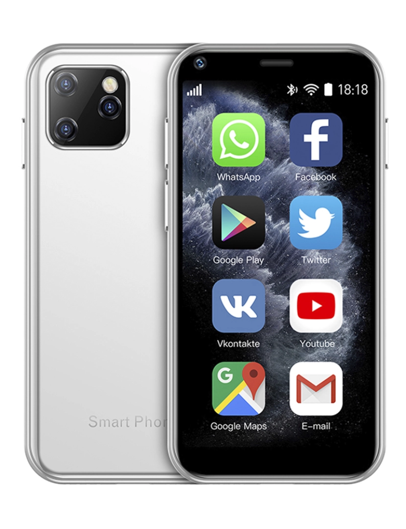imagem de DAM Smartphone  Mini XS11 3G, Android, 1 GB de RAM + 8 GB. Tela de 2,5''. Cartão SIM duplo. 4,3x0,9x8,5 cm. Cor branca1