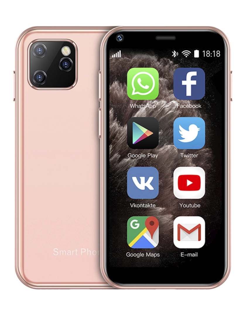 imagem de DAM Smartphone  Mini XS11 3G, Android, 1 GB de RAM + 8 GB. Tela de 2,5''. Cartão SIM duplo. 4,3x0,9x8,5 cm. Cor rosa1