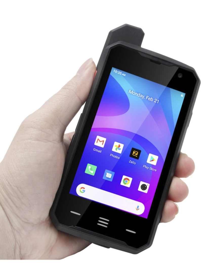 imagem de DAM Smartphone robusto  F101 4G, Android 10, 2 GB de RAM + 16 GB. Tela de 4''. 13mpx + 5mpx. GPS. Função walkie POC. Antena amplificadora. Alto-falante classe K. 7x2,3x13,5 Cm. Cor preta2