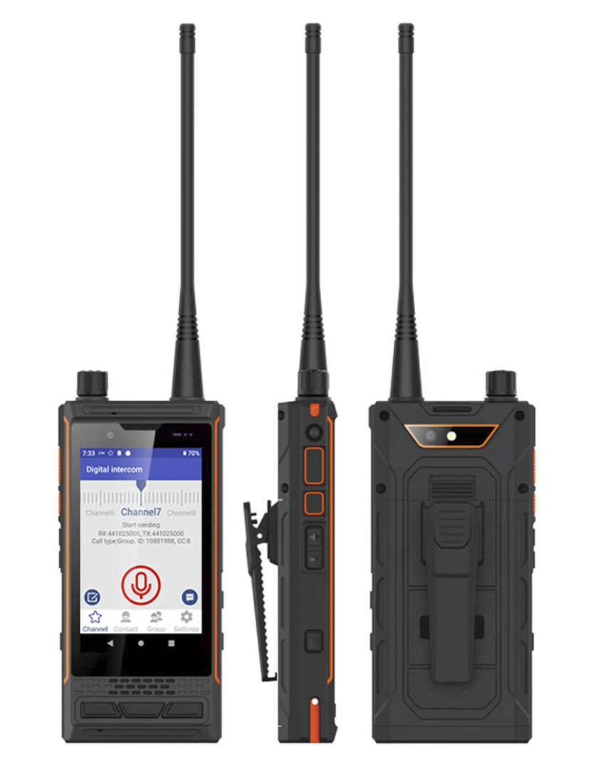 imagem de DAM  Smartphone / Rádio Walkie Talkie Rugged P4 4G, Android 9.0, 4 GB de RAM + 64 GB. Tela de 4''. 13mpx + 8mpx. GPS. IP68. UHF/VHF. 7,1x2,5x14,8 cm. Cor preta4