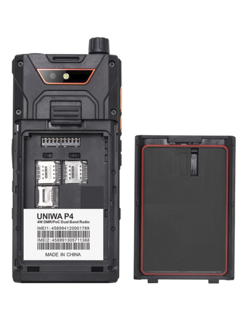 imagem de DAM  Smartphone / Rádio Walkie Talkie Rugged P4 4G, Android 9.0, 4 GB de RAM + 64 GB. Tela de 4''. 13mpx + 8mpx. GPS. IP68. UHF/VHF. 7,1x2,5x14,8 cm. Cor preta6