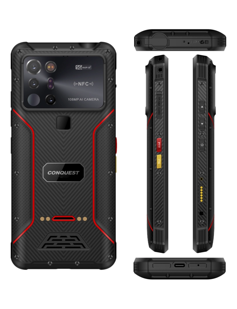 imagem de DAM Smartphone  PROFISSIONAL ROBUSTO S23 5G, Android 12, 12 GB de RAM + 256 GB. Tela de 6,58''. Câmera AI de 108 mpx, visão noturna de 20 mpx. Grau militar IP68/IPK69 MIL-STD-810H. Funções profissionais. 8x1,8x17,2cm. Cor preta6