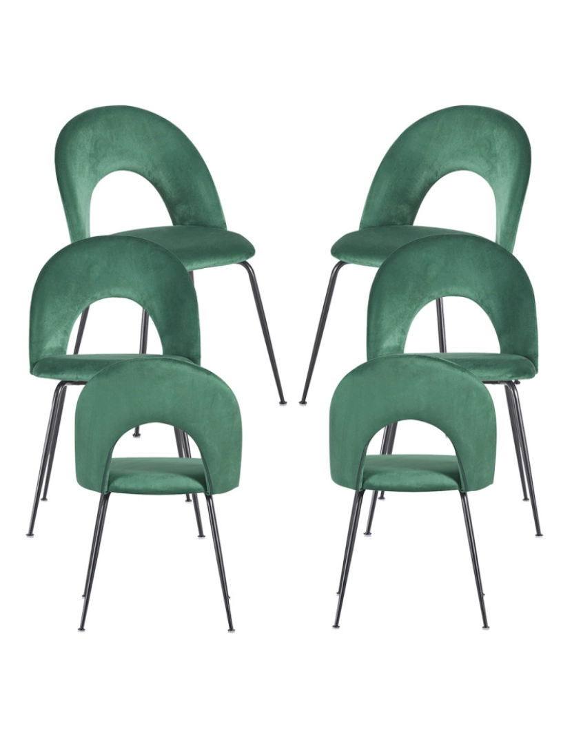 Presentes Miguel - Pack 6 Cadeiras Dawa Black Veludo - Verde