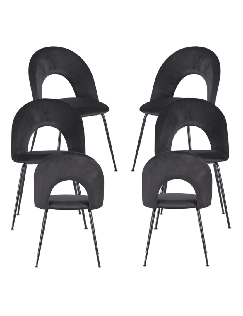 Presentes Miguel - Pack 6 Cadeiras Dawa Black Veludo - Preto