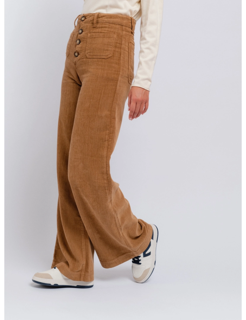 imagem de Calças tipo pantalona em sarja com botões4