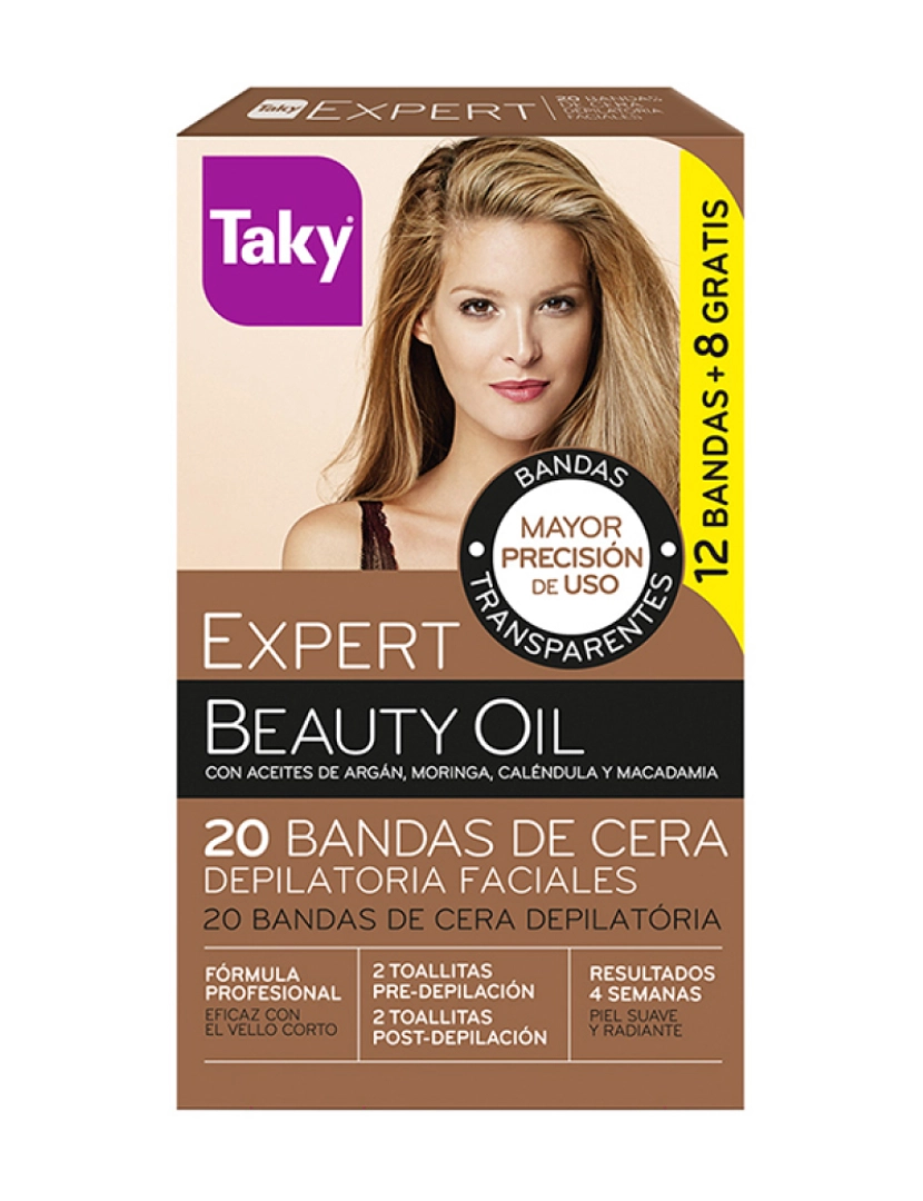 Taky - Beauty Oil Bandas De Cera Faciales Depilatorias 12 +8 Uds Taky