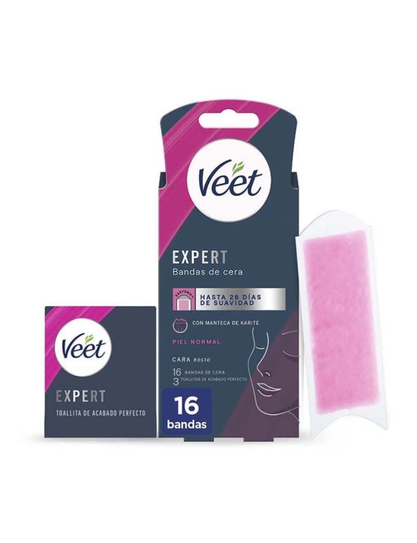 Veet - EXPERT FACIAL bandas de cera depilatorias piel normal 16 u