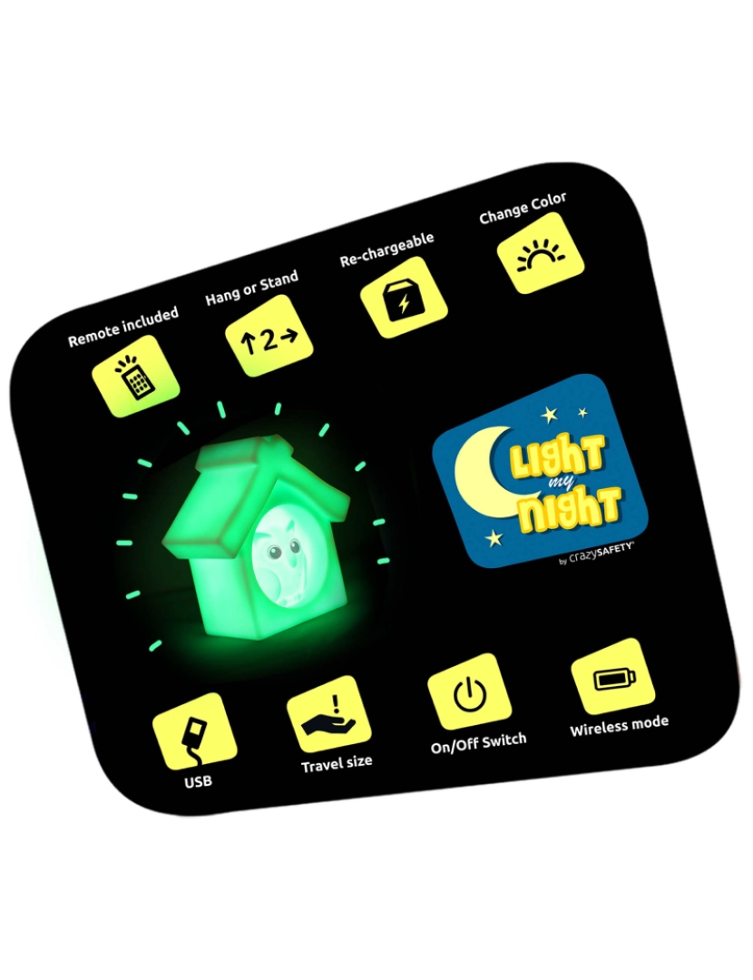 imagem de Luz noturna LED para crianças c/ controle remoto|Coruja|Crazy Safety EN IEC550154