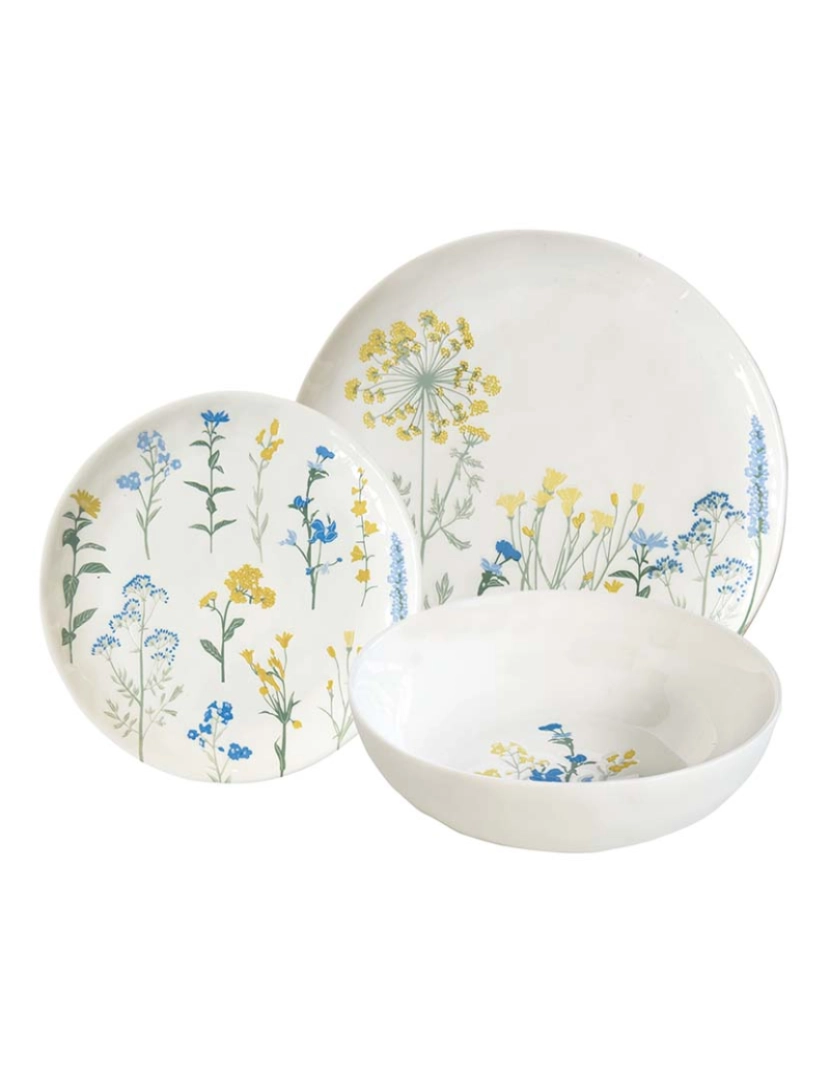 EasyLife - Set 12 plates MILLE FLEURS YELLOW