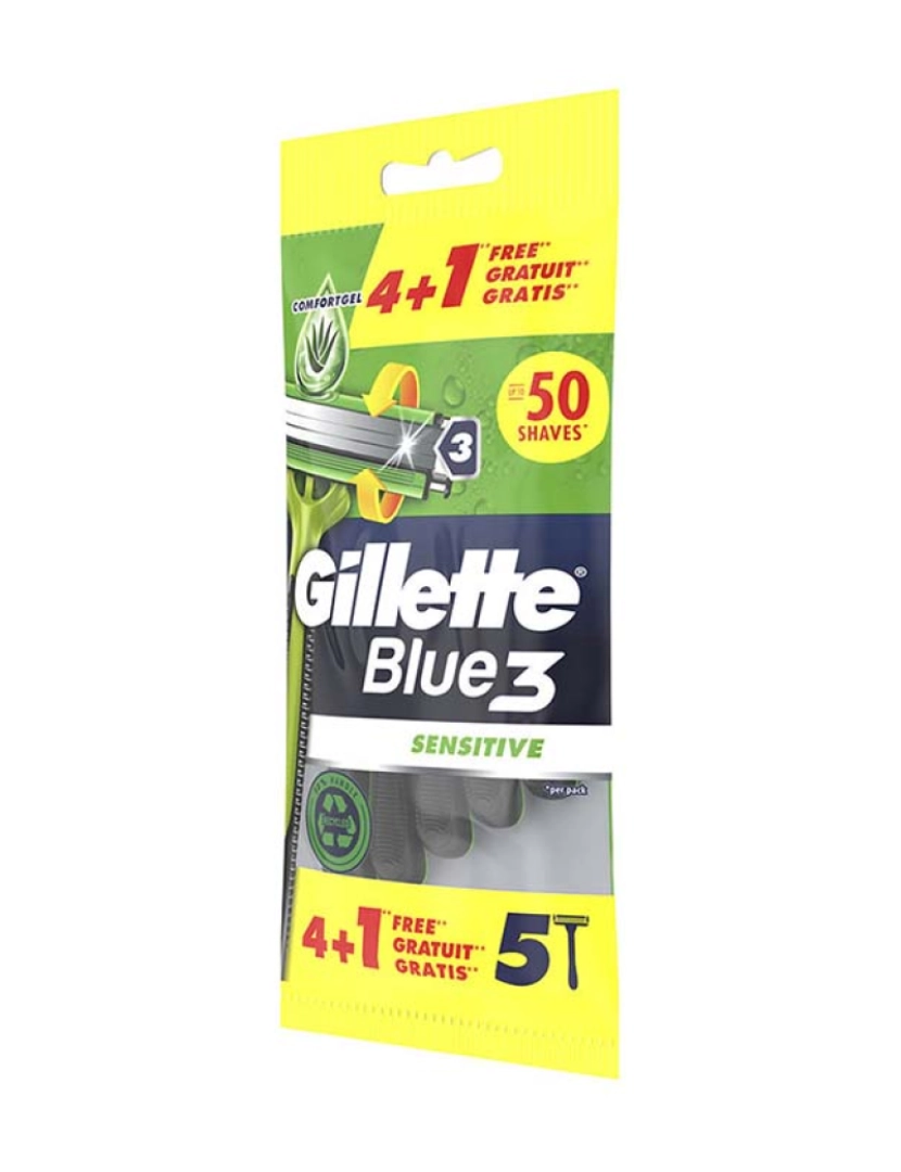 Gillette - Blue 3 Sensitive Disposable Razor Blade 5 U