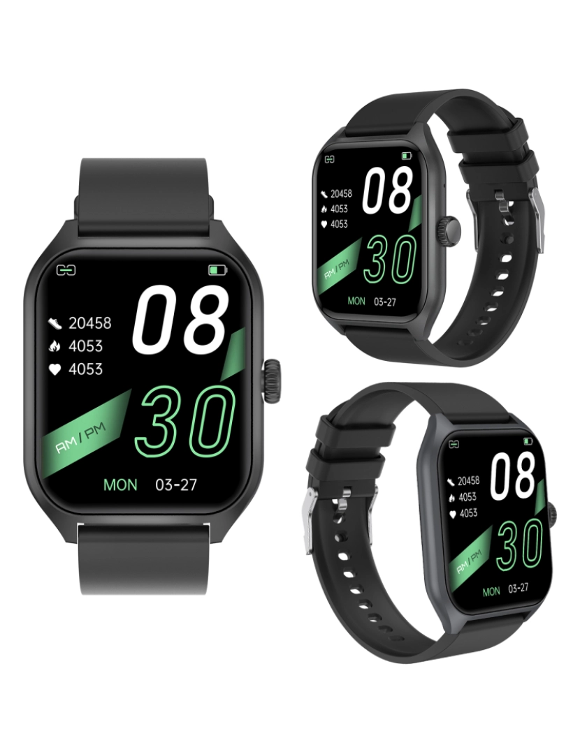 imagem de DAM Smartwatch Qx5 com tela de 1,96 polegadas. Chamadas Bluetooth, mais de 100 modalidades esportivas, monitor de glicose e pressão arterial.8