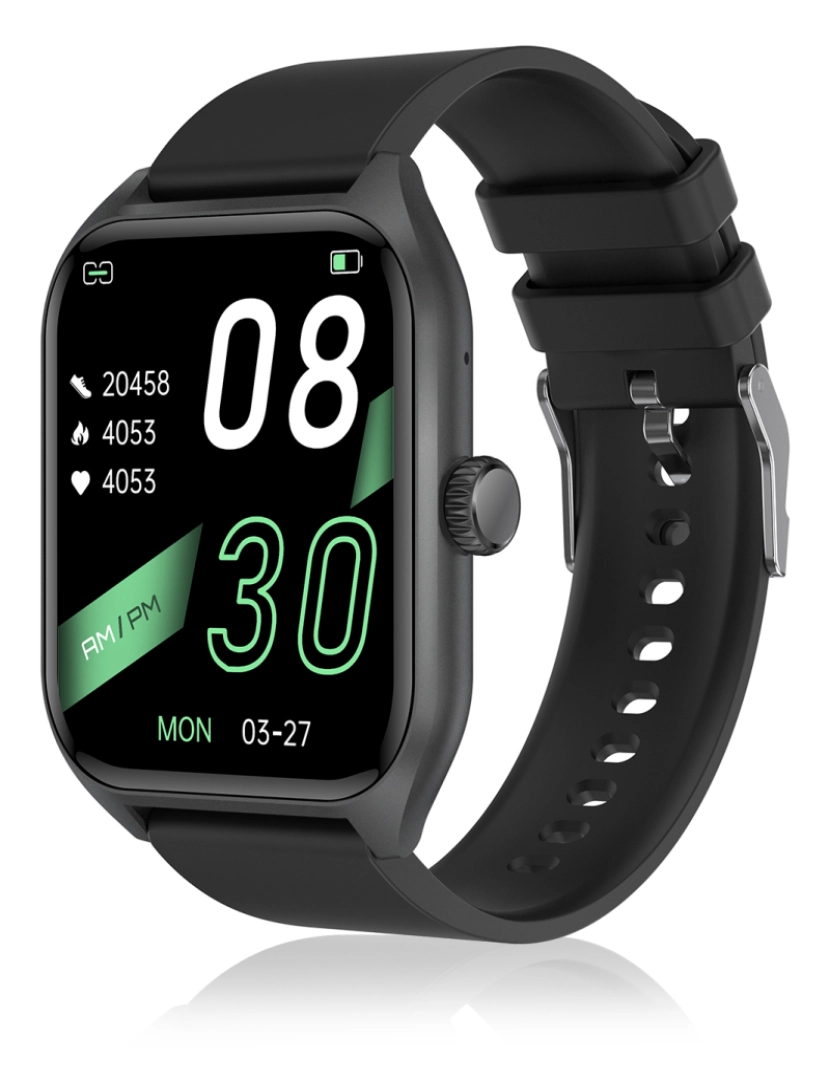 imagem de DAM Smartwatch Qx5 com tela de 1,96 polegadas. Chamadas Bluetooth, mais de 100 modalidades esportivas, monitor de glicose e pressão arterial.9