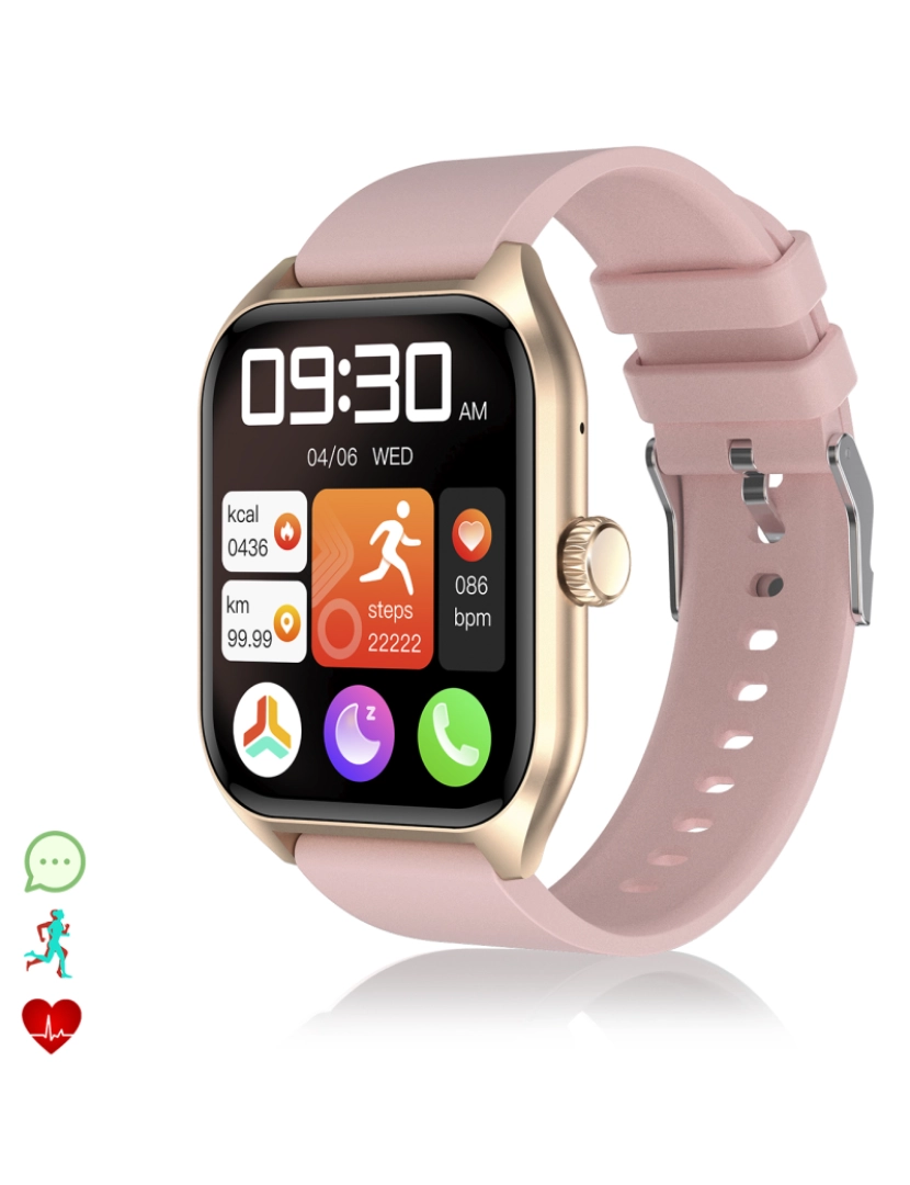 DAM - DAM Smartwatch Qx5 com tela de 1,96 polegadas. Chamadas Bluetooth, mais de 100 modalidades esportivas, monitor de glicose e pressão arterial.