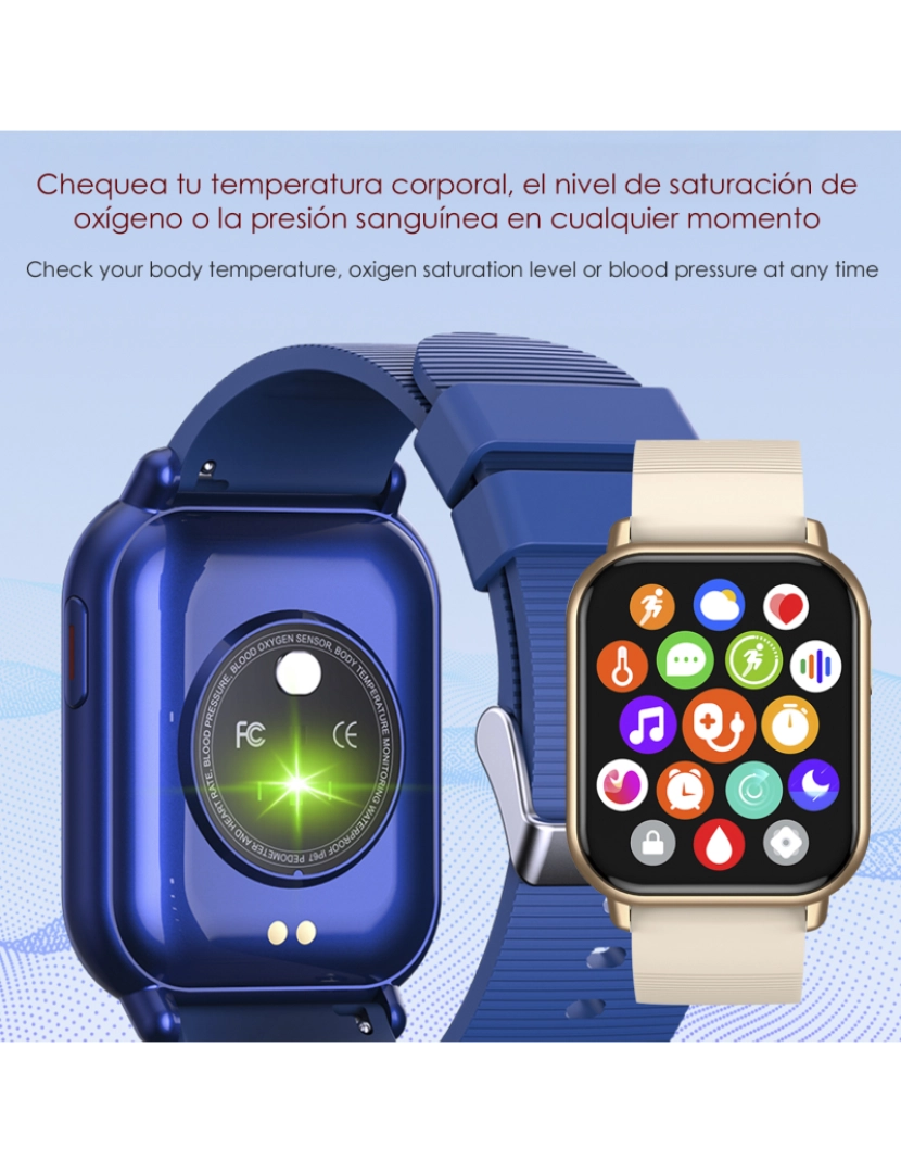 imagem de DAM Smartwatch ZW32 com notificações de App, diversas modalidades esportivas. Monitor de pressão arterial e oxigênio, termômetro.5