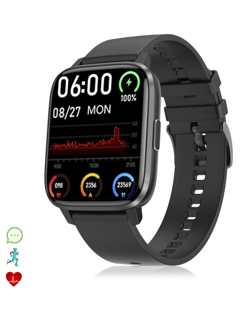 imagem de DAM Smartwatch DTX MAX com vários modos esportivos, acesso a assistente de voz, Widgets. Monitor de oxigênio sanguíneo e cardíaco.1