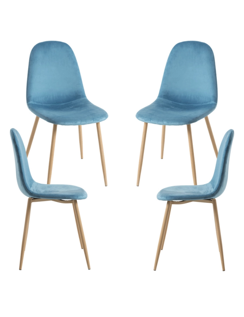 Presentes Miguel - Pack 4 Cadeiras Teok Veludo - Verde-azulado