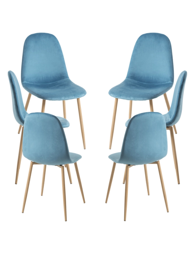 Presentes Miguel - Pack 6 Cadeiras Teok Veludo - Verde-azulado