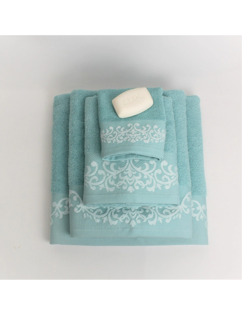 Agtêxtil - Toalhas Azulejos- Rosto+ Bide+ Banho Turquesa