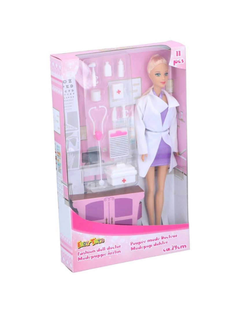 EDDY TOYS - Boneca Fashion Doll Doctor 29cm C/ 10 Acessórios            